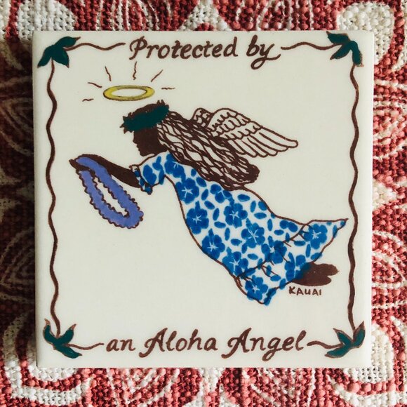 Aloha Angel Blessing Ceramic Tile From the Banana Patch Studio Kauai - Picture 2 of 7